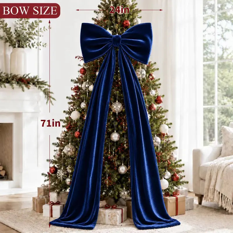 Toastmas Oversized Velvet Christmas Bow - Giant Tree Topper with Long Tails, 5 Sizes, Red, Burgundy & More Colors, for Front Door, Wreath, Mantel & Holiday Decor