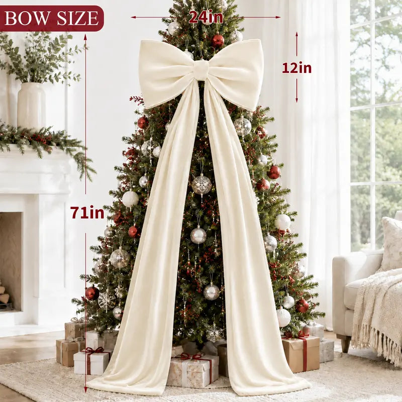 Toastmas Oversized Velvet Christmas Bow - Giant Tree Topper with Long Tails, 5 Sizes, Red, Burgundy & More Colors, for Front Door, Wreath, Mantel & Holiday Decor