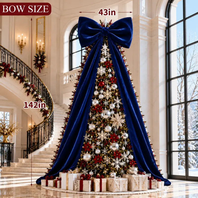 Toastmas Oversized Velvet Christmas Bow - Giant Tree Topper with Long Tails, 5 Sizes, Red, Burgundy & More Colors, for Front Door, Wreath, Mantel & Holiday Decor