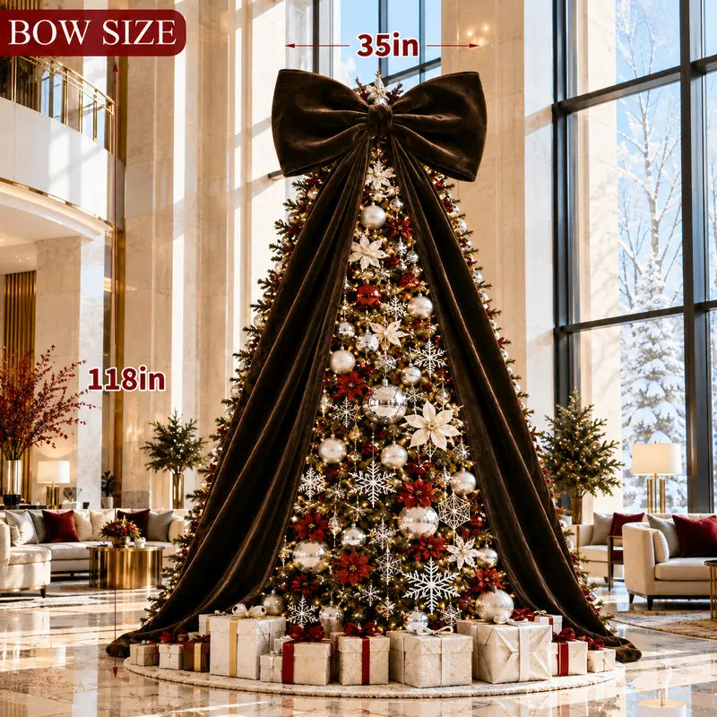 Toastmas Oversized Velvet Christmas Bow - Giant Tree Topper with Long Tails, 5 Sizes, Red, Burgundy & More Colors, for Front Door, Wreath, Mantel & Holiday Decor