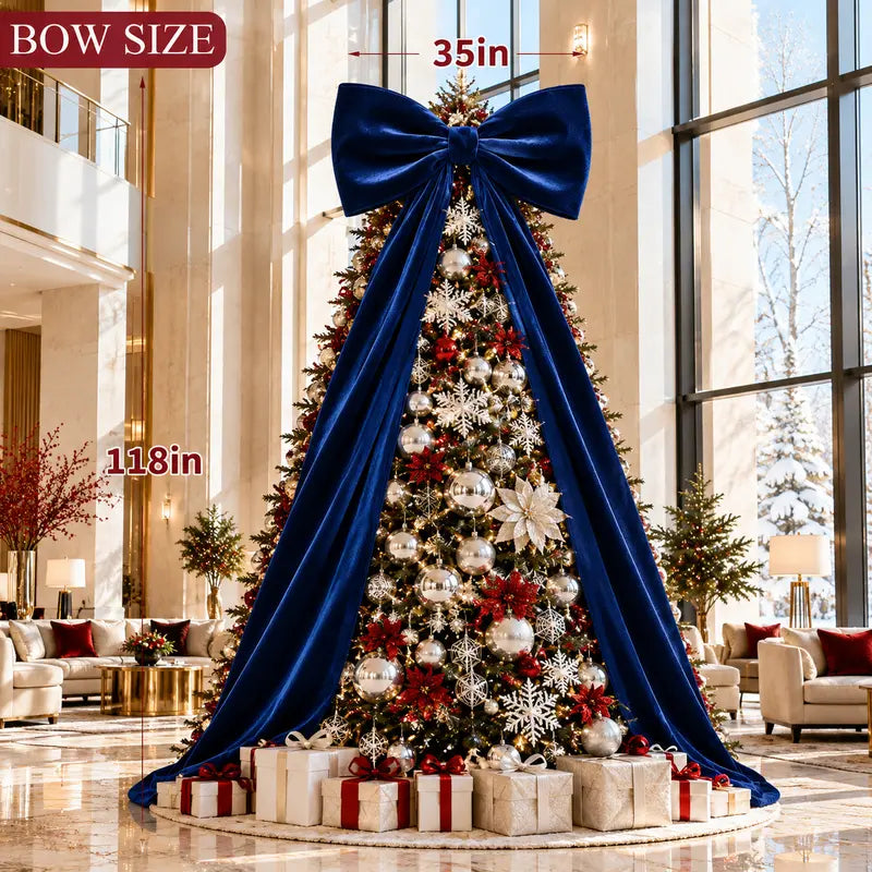 Toastmas Oversized Velvet Christmas Bow - Giant Tree Topper with Long Tails, 5 Sizes, Red, Burgundy & More Colors, for Front Door, Wreath, Mantel & Holiday Decor