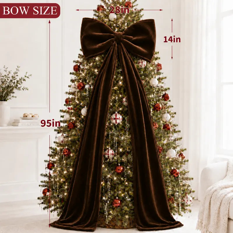 Toastmas Oversized Velvet Christmas Bow - Giant Tree Topper with Long Tails, 5 Sizes, Red, Burgundy & More Colors, for Front Door, Wreath, Mantel & Holiday Decor