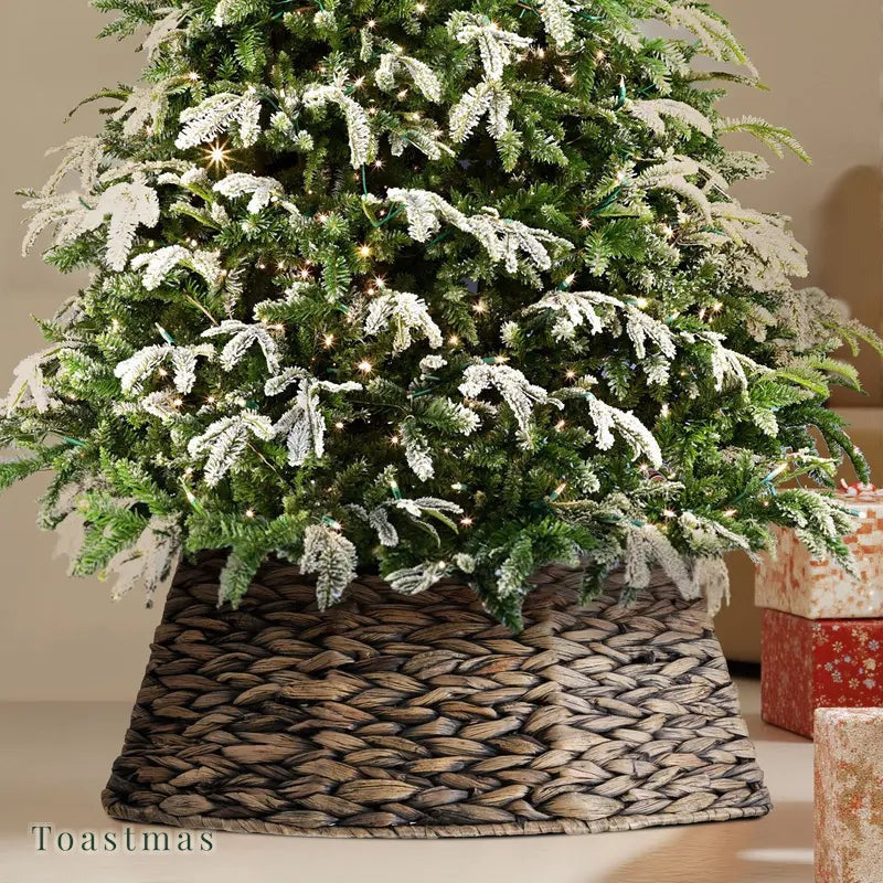 Sweetcrispy Pre-Lit Snow-Flocked Artificial Christmas Tree - LED Lighted, 250 Warm-Toned LED Lights, 8 Modes, Full Branches for Decor, Heavy Metal Foldable Stand, Christmas Room Decor, Mood Lighting, Home Holiday Supplies
