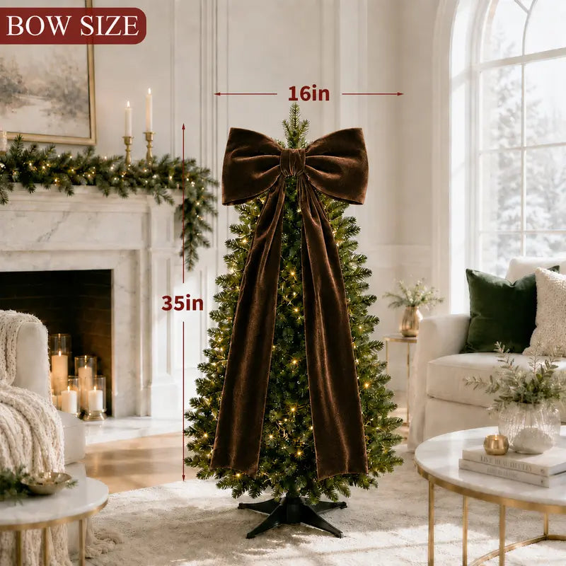 Toastmas Oversized Velvet Christmas Bow - Giant Tree Topper with Long Tails, 5 Sizes, Red, Burgundy & More Colors, for Front Door, Wreath, Mantel & Holiday Decor
