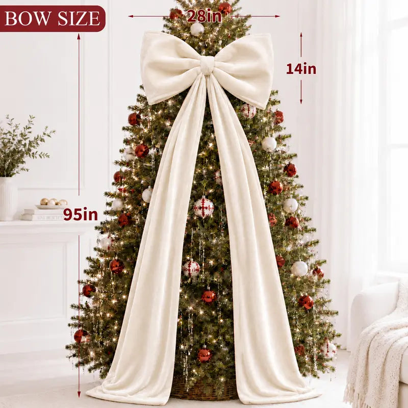 Toastmas Oversized Velvet Christmas Bow - Giant Tree Topper with Long Tails, 5 Sizes, Red, Burgundy & More Colors, for Front Door, Wreath, Mantel & Holiday Decor
