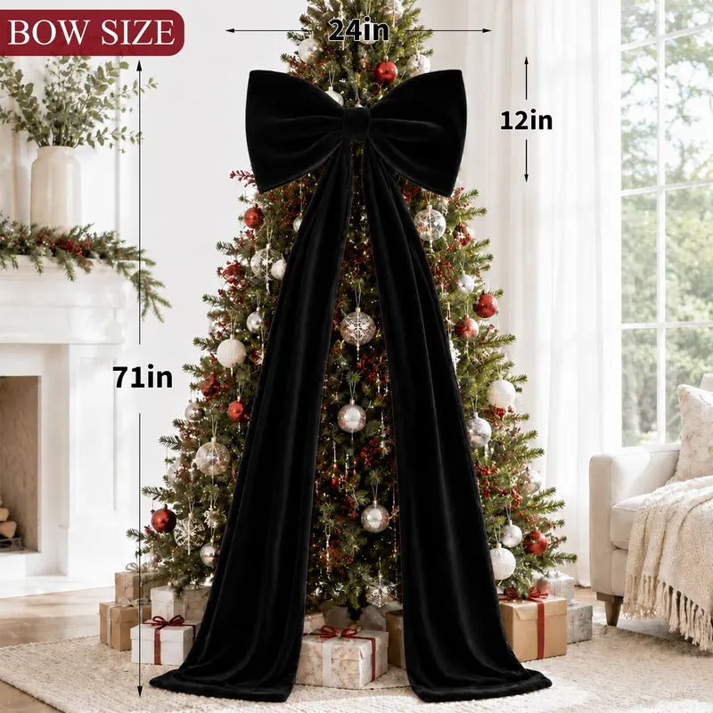 Toastmas Oversized Velvet Christmas Bow - Giant Tree Topper with Long Tails, 5 Sizes, Red, Burgundy & More Colors, for Front Door, Wreath, Mantel & Holiday Decor