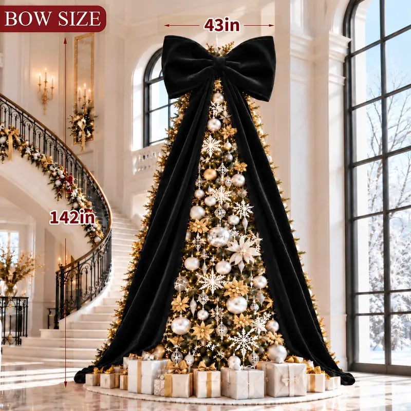 Toastmas Oversized Velvet Christmas Bow - Giant Tree Topper with Long Tails, 5 Sizes, Red, Burgundy & More Colors, for Front Door, Wreath, Mantel & Holiday Decor