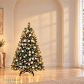 Toastmas Pre-Lit Christmas Tree with Remote & Magic Wand - 4.5 to 11 ft, Warm White & Multicolor LEDs, 11 Light Modes, Snow Flocked, Green & Pine Cone Styles, Easy Assembly