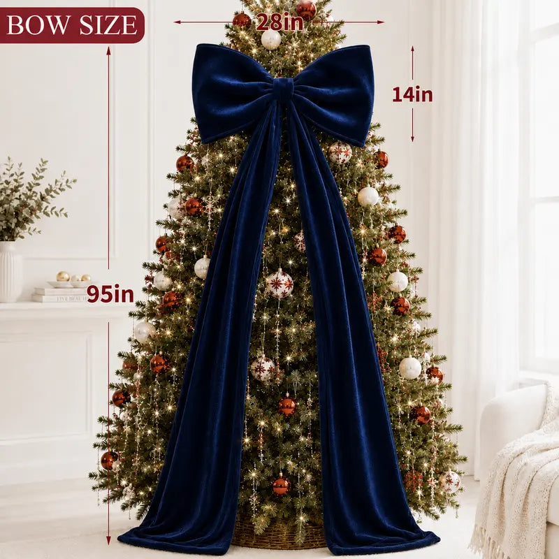 Toastmas Oversized Velvet Christmas Bow - Giant Tree Topper with Long Tails, 5 Sizes, Red, Burgundy & More Colors, for Front Door, Wreath, Mantel & Holiday Decor