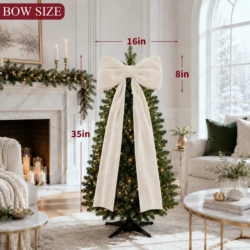 Toastmas Oversized Velvet Christmas Bow - Giant Tree Topper with Long Tails, 5 Sizes, Red, Burgundy & More Colors, for Front Door, Wreath, Mantel & Holiday Decor