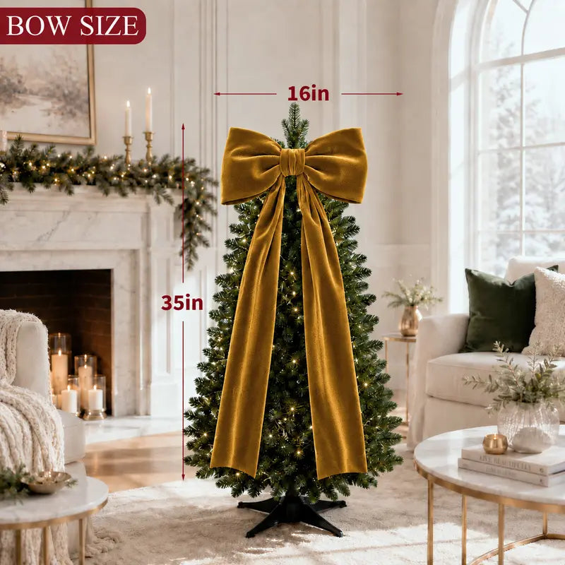 Toastmas Oversized Velvet Christmas Bow - Giant Tree Topper with Long Tails, 5 Sizes, Red, Burgundy & More Colors, for Front Door, Wreath, Mantel & Holiday Decor