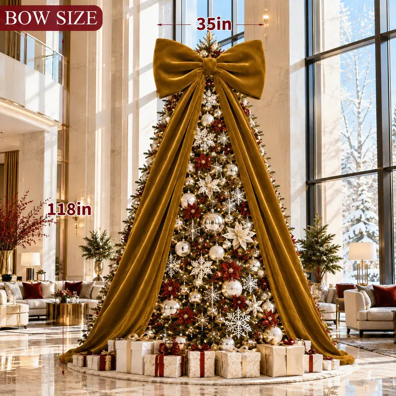 Toastmas Oversized Velvet Christmas Bow - Giant Tree Topper with Long Tails, 5 Sizes, Red, Burgundy & More Colors, for Front Door, Wreath, Mantel & Holiday Decor