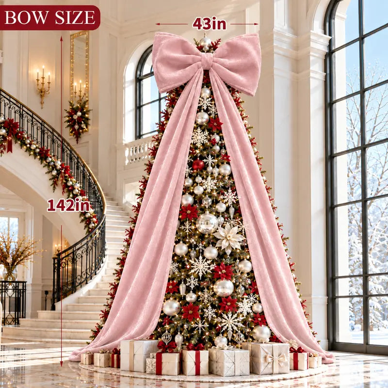 Toastmas Oversized Velvet Christmas Bow - Giant Tree Topper with Long Tails, 5 Sizes, Red, Burgundy & More Colors, for Front Door, Wreath, Mantel & Holiday Decor
