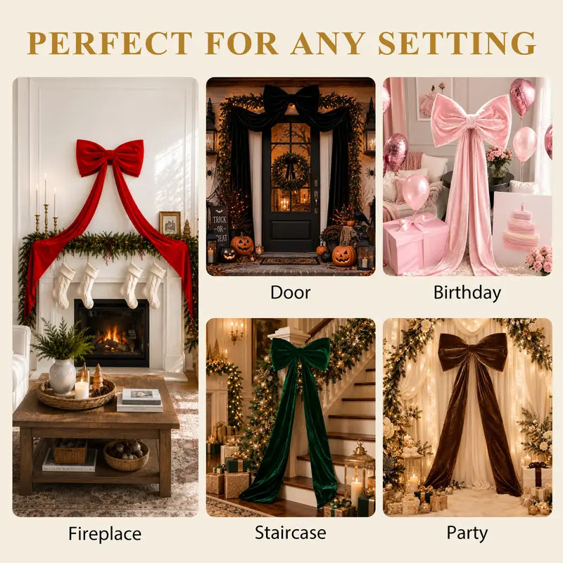 Toastmas Oversized Velvet Christmas Bow - Giant Tree Topper with Long Tails, 5 Sizes, Red, Burgundy & More Colors, for Front Door, Wreath, Mantel & Holiday Decor