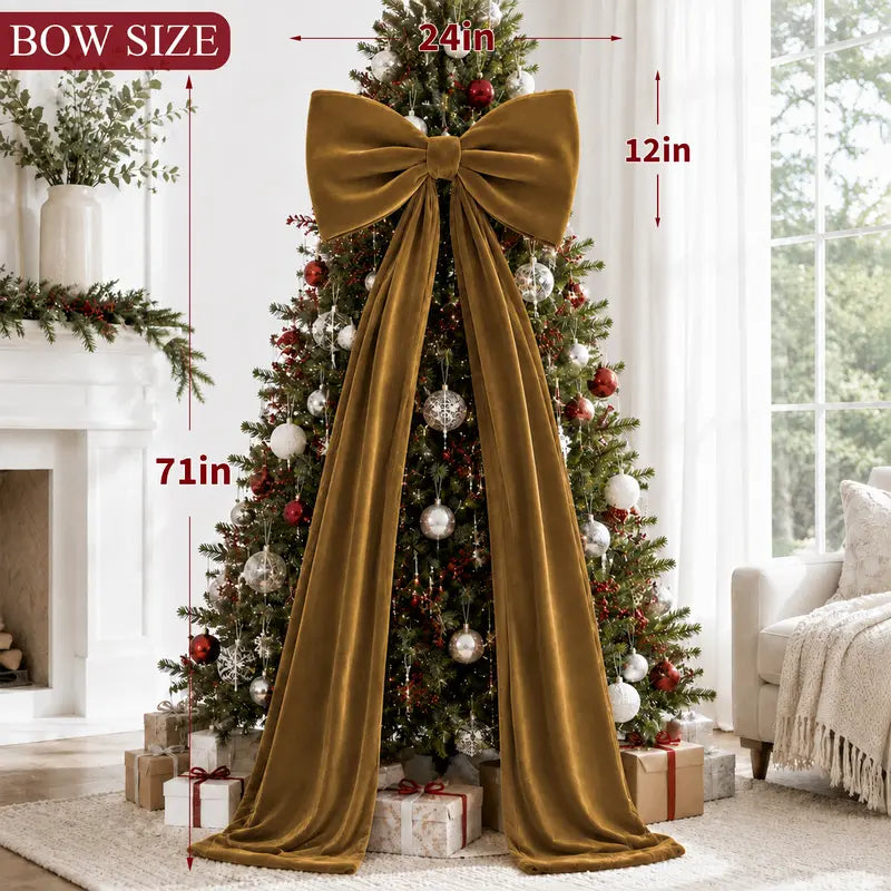 Toastmas Oversized Velvet Christmas Bow - Giant Tree Topper with Long Tails, 5 Sizes, Red, Burgundy & More Colors, for Front Door, Wreath, Mantel & Holiday Decor
