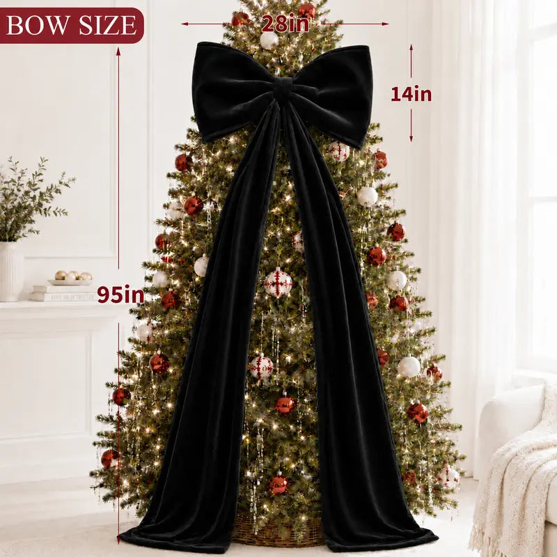 Toastmas Oversized Velvet Christmas Bow - Giant Tree Topper with Long Tails, 5 Sizes, Red, Burgundy & More Colors, for Front Door, Wreath, Mantel & Holiday Decor