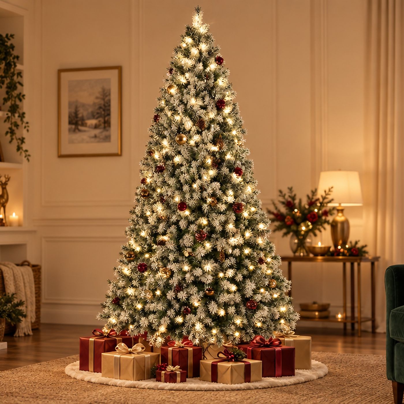Snow-flocked Toastmas Christmas tree